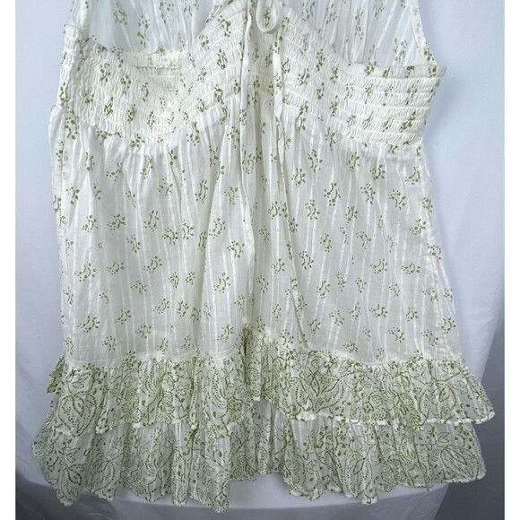 Intimately Free People Happy Hour Mini Slip Womens XL Ivory Green Tiered Smocked - Picture 10 of 15